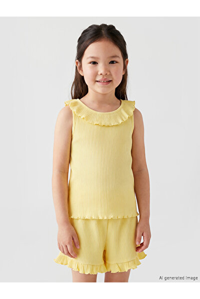 LC Waikiki Vizyon New Season Ribbed Ruffle Collar Detailed Girls' Undershirt