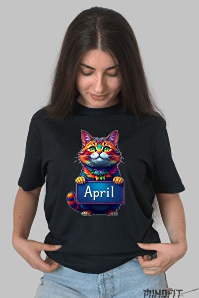 GILDAN Tricou Cu Pisica Multicolora April