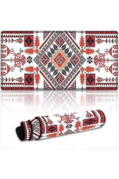 Diason Red Bohemian Geometric Large Extended Gaming Mouse Pad (30*80cm) - Dur...