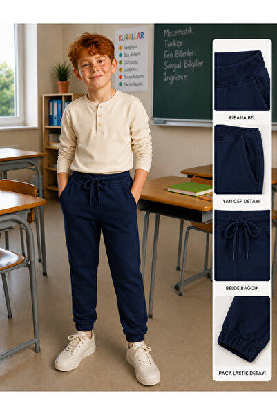 AJN Combed Cotton Trousers with Elastic Cuffs for School and Everyday Use, Bo...