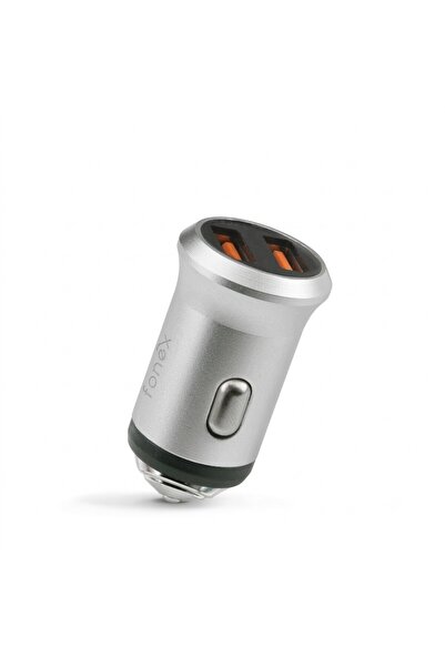 Fonex Зарядно за кола с два USB-A порта, 10W, сребристо