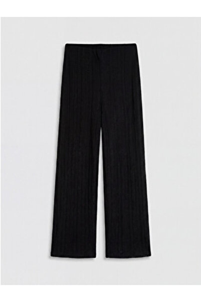 LC Waikiki New Season Black Women's Embroidered Trousers with Elastic Waist