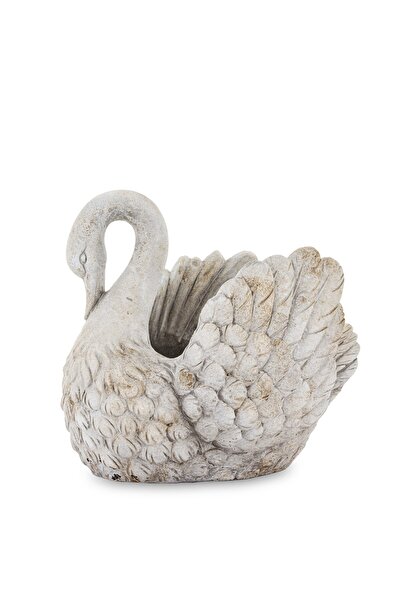 DecoDepot Swan stone pot, antique gray, 25x20x29 cm