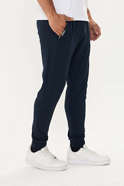 Marco Ferry Men's Cotton Elastic Leg Sweatpants Navy Blue -5427