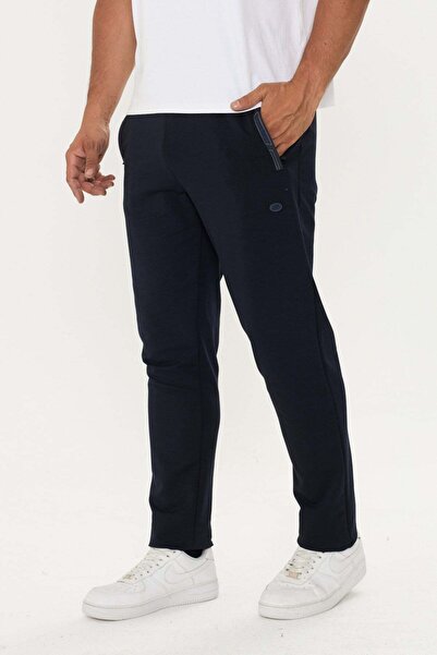 Marco Ferry Men's Cotton Zipper Detailed Sweatpants Navy Blue -201164