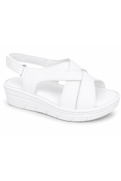 Castle Black Elora White Genuine Leather Women's Sandals -Comfortable for Dai...