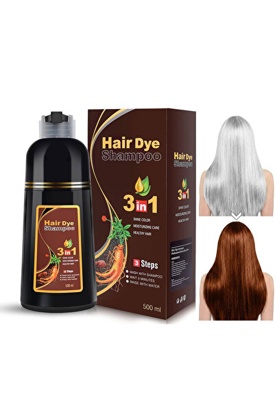 NOVA KISS Șampon colorant 3 în 1 - Castan Satinat, Acoperire fire albe, 500 ml