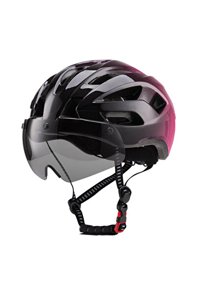 Choice pink Bike Helmets with LED Tail Light for Women Magnetized Goggles Uni...