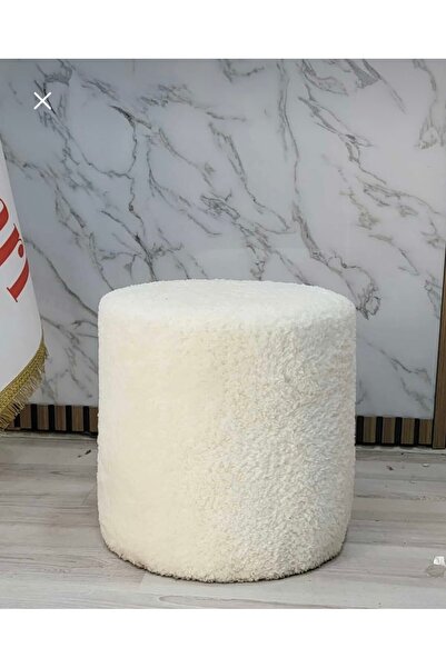 AKGUN FURNITURE İntense Peluş Krem Çok Amaçlı Dekoratif Puf Koltuk