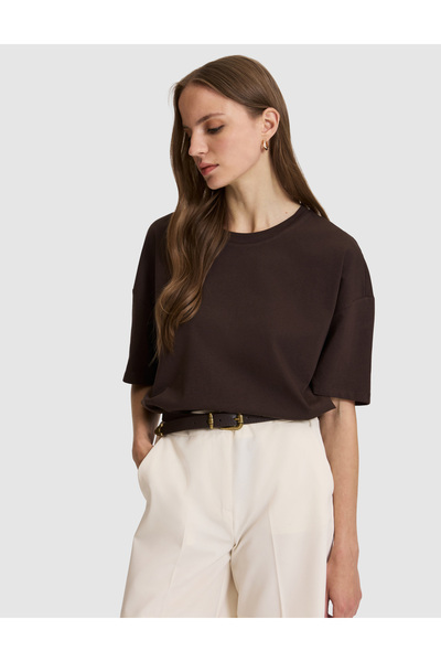 Pierre Cardin Smeđa majica sa širokim izrezom 50325455-VR029