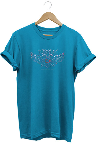 WİDİ Gothic Design Turkey Double Headed Eagle Printed Street Fashion T-Shirt