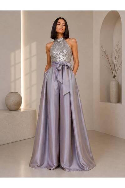 UNTIMELY Mobile Belted & High-Waisted Wide-Leg Taffeta Trousers