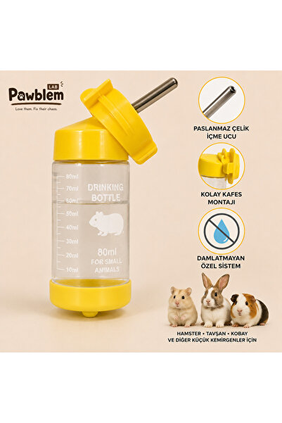 Pawblem Lab Damlatmayan Hamster ve Tavşan Suluğu 80 Ml