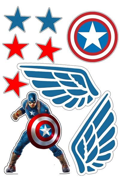 Buki'nin Atölyesi Αυτοκόλλητο Captain America για Τηλέφωνο, Λάπτοπ, Νότμπουκ,...