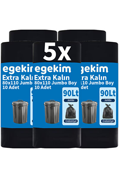 EGEKİM Jumbo Çöp Torbası 10'lu x 5 = 50'li Extra Kalın