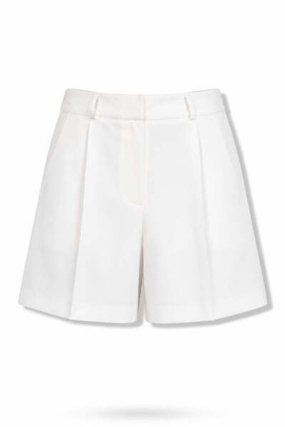 5in1Canpolat Pantaloni scurți Ecru cu buzunare tip plic 5507