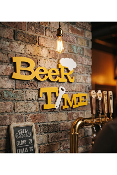 3NK1 Bira Temalı Bar Dekoru Beer Time Duvar Yazısı - Erkek Arkadaş -Ev Hediye...
