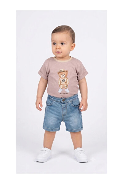 Mini Baray Baby Boy Summer Cotton Denim Shorts Set with Snap Fasteners on the...