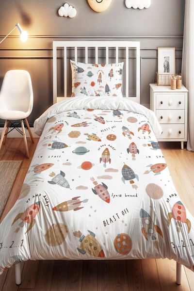 EVPANYA Space Travel Patterned Single Baby Kids Bedding Set