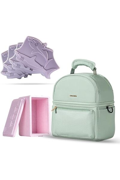 Generic Insulated Lunch Bag with Thermal Box and a Set of 4 Ice Packs from Sa...