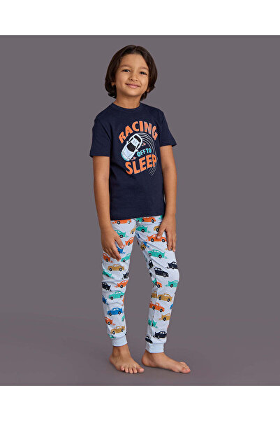 REDTAG Boys Navy Printed 2 Pieces Pyjama Set