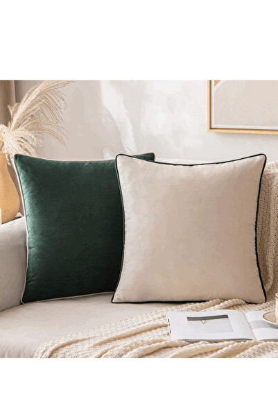 MIULEE Set 2 fete de perne decorative, Miulee, Verde/alb, 45x45 cm, FRCZ