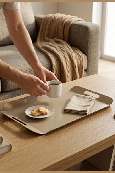 hemlife Metal Serving Tray Rectangular Decorative Presentation Tray 40*37 Cap...