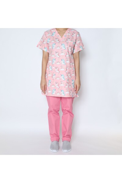 OEMS Uniform Child Care Teacher Uniform-Unicorn Pink Color-Xxl