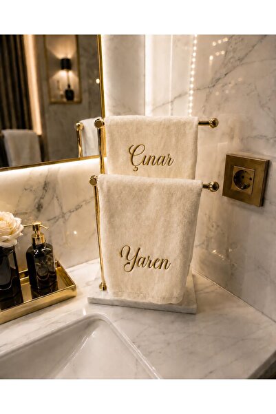 LARENİS Kişiye Özel İsim Nakışlı Dekoratif El havlusu 30x50 CM Banyo Ve Mutfa...