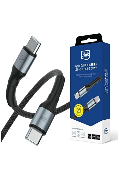 3MK Hyper N-SERIES USB-C to USB-C Charging and Data Cable, 60W, 3A, 0.5m, Black