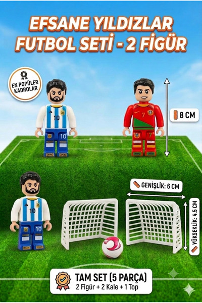 SHOP AND JOY Özel Koleksiyon Dünya Yıldızları Futbolcu Mini Figür Seti 2 Figü...