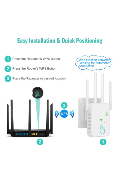 OEM Amplificator Semnal WiFi, U10-300M, 4 Antene, 300 Mbps, Range Extender, Retea 2.4 GHz, Conexiune WPA/WPA2, WPS, Port LAN, Alb