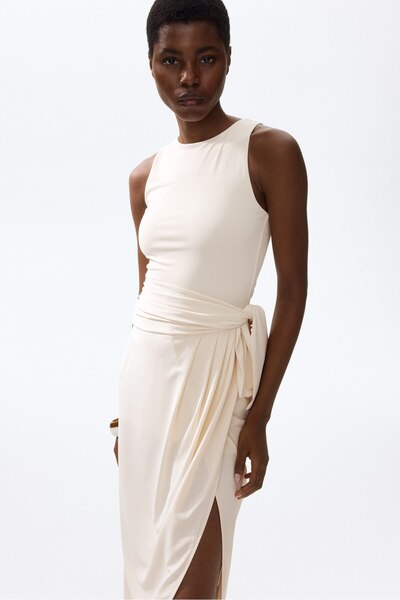 H&M Drapeli Panelli Jarse Elbise