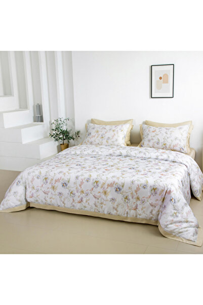 Alhabib bedding Dena Summer Double Tinsel Luxury White Beige Floral Bedspread...