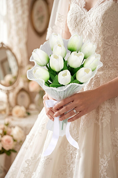 Yapay Çiçek Deposu Buchet de mireasă Zen Lalea Set de 2 flori de nuntă din tu...