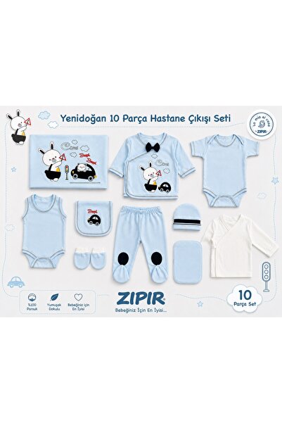 Zıpır Yeni Doğan Erkek Bebek 10'lu Hastane Çıkış Seti