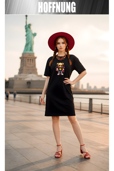 HOFFNUNG Women's Short Sleeve Crew Neck T-Shirt Dress Nightgown