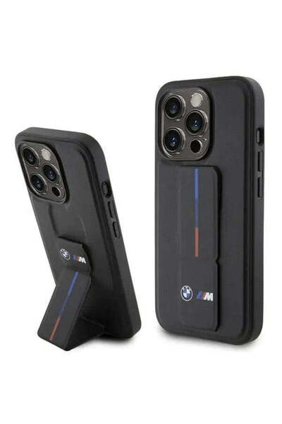 BMW Husă Grip Hot Stamp pentru iPhone 15 Pro, neagră