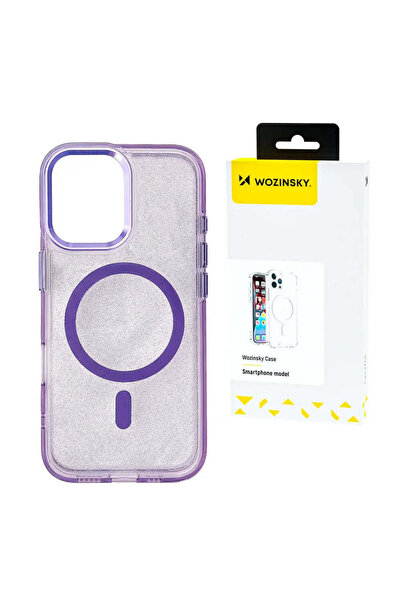 WOZINSKY Husă cu sclipici cu Mag Safe pentru Samsung Galaxy S25 Ultra - mov c...
