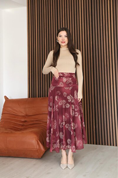 Mersella Luna Women's Patterned Chiffon Maxi Skirt – Lined Inside, High Waist...