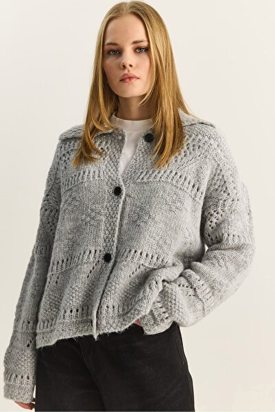 Hiccup Cardigan texturat cu guler polo și nasturi LUCCI