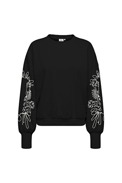 ONLY Damen-Sweatshirt - ONLBROOKE, Rundhalsausschnitt, Baumwollmischung, floral