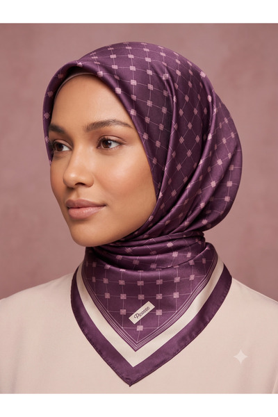 Picasso Silk Look Purple Crystal Scarf – Twill Stylish Design 90X90