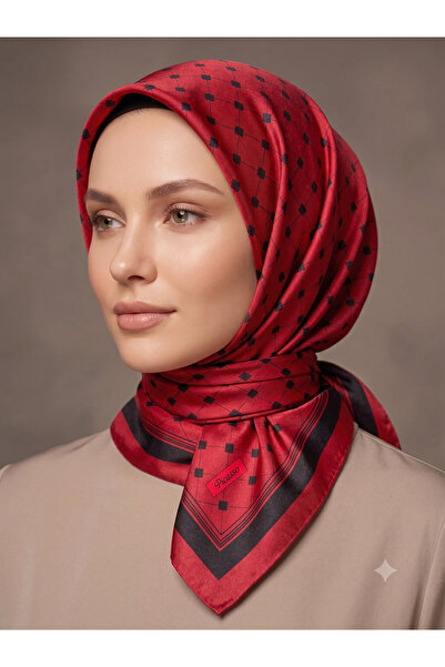 Picasso Silk Look Burgundy Crystal Scarf – Twill Stylish Design 90X90