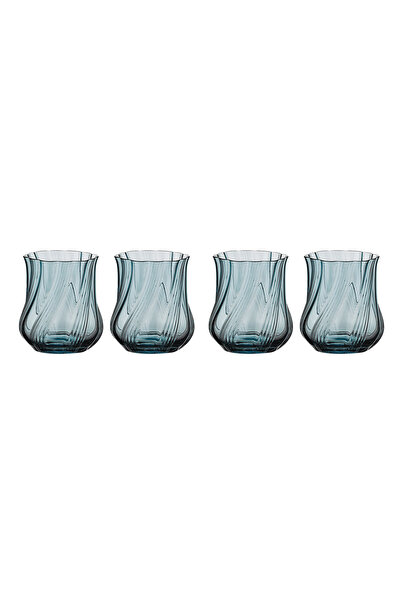 Lucky Art Luzia Set of 4 Glass Blue Water Glasses 350 ml