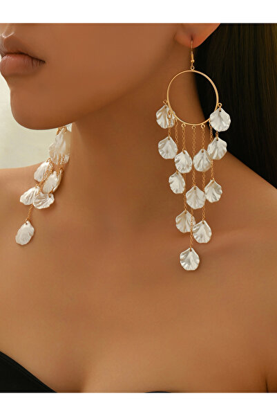 Take Two By Styli Shell Tassel Hoop Earrings