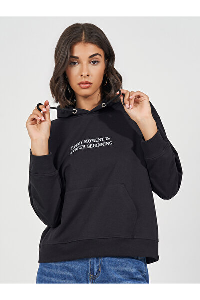 Styli Oversized Regular Length Slogan Print Hoodie