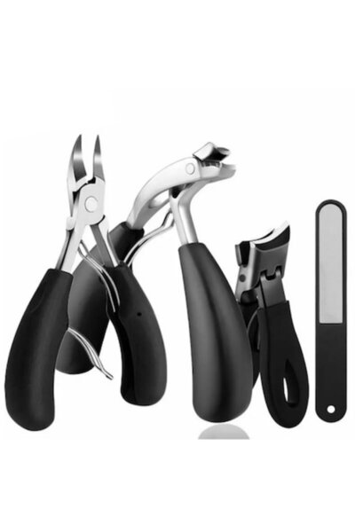 Excitat Set de unghiere, 4 piese, oțel inoxidabil, negru