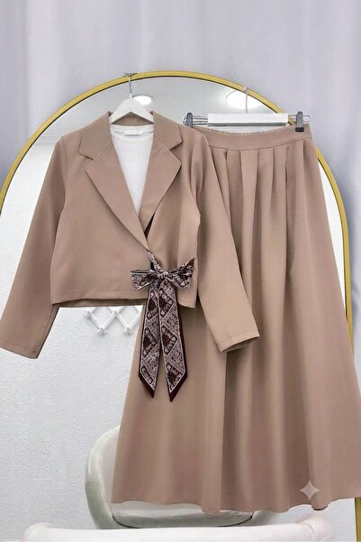 EC MODA Jacket with Cross-Tie Scarf Detail
