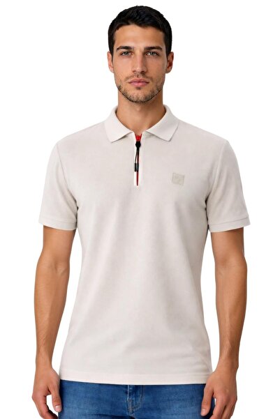 Arma Ar-Ma Men's Polo Collar T-Shirt Without Print Basic Collar Zippered Knit...
